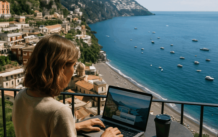 Homeworking travel agents engaging virtually with travel suppliers